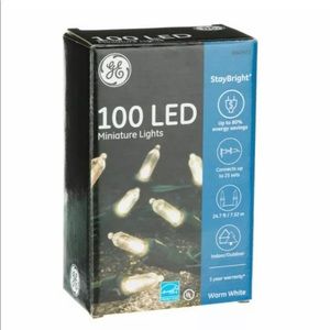 GE 90836 Staybright Indoor/Outdoor String Light, Warm White - 100 Count